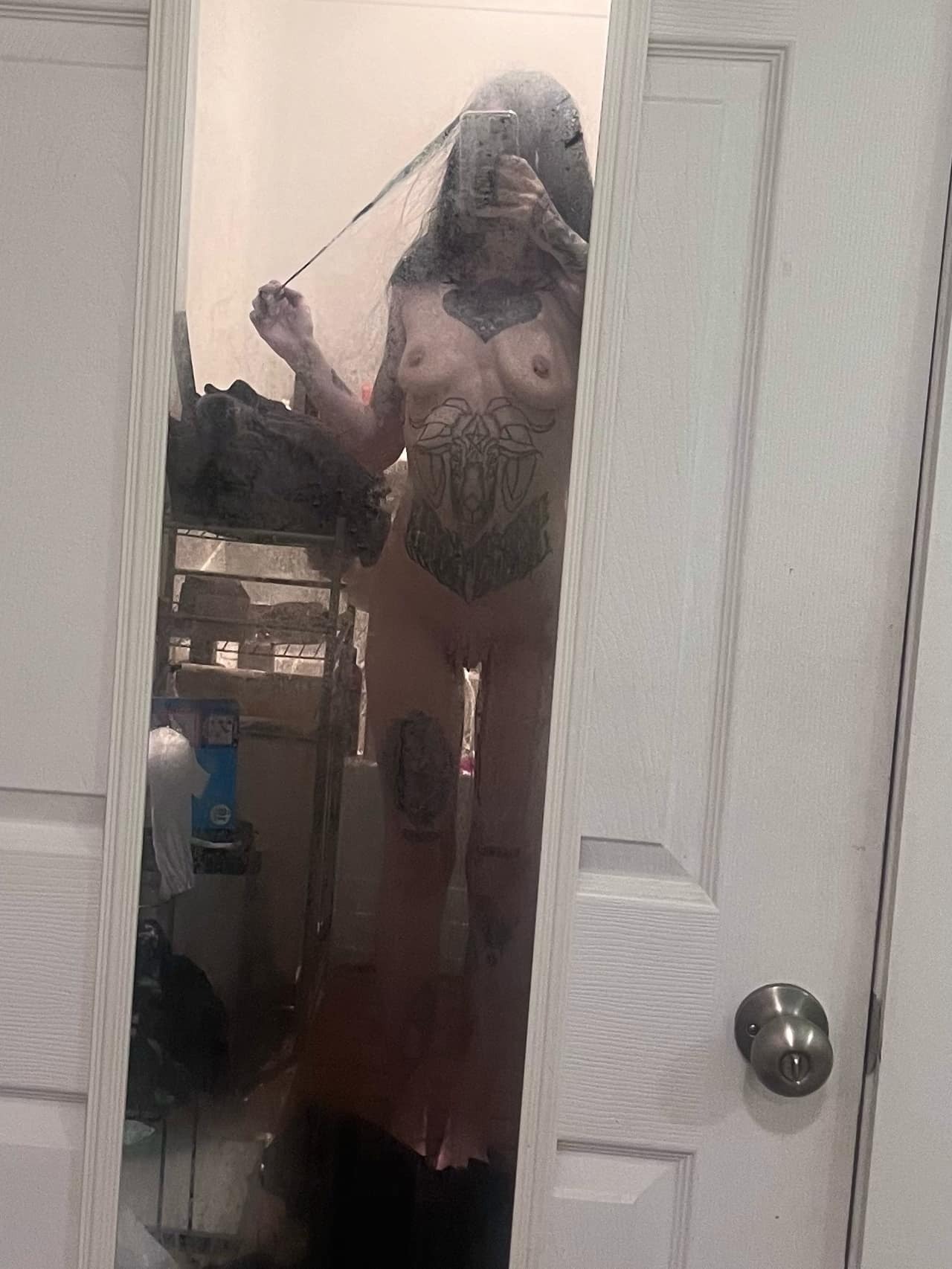 Slutty tattooed emo girl stripping — 36